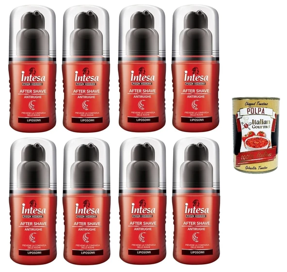 Intesa Pour Homme Tıraş Sonrası Antirughe Kırışıklıklara Karşı Nemlendirici, Alkolsüz 8x 100ml + İtalyan Gurme polpa 400g ürün görseli 1