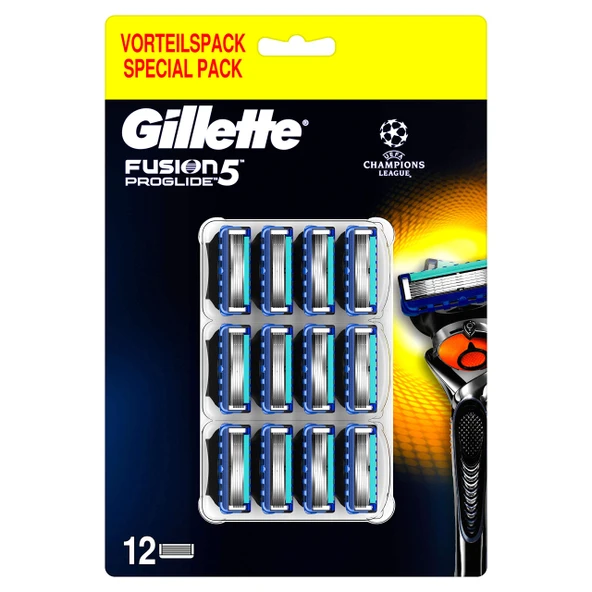 Hassas ve sürtünme önleyici kaplama için düzeltici bıçaklı Gillette Fusion 5 ProGlide tıraş bıçakları, 12 yedek bıçak ürün görseli 1