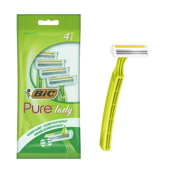Epilasyon için 80 bıçaklı Bic tıraş makinesi üç bıçaklı BIC Pure 3 Lady kadın tek kullanımlık ve gette ürün görseli 1