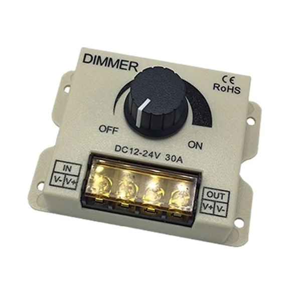 TADZKKIWM LED Dimmer DC 12V 24V 30A 360W Ayarlanabilir Parlaklık ışık şeridi Sürücü Tek Renkli Işık Güç Kontrol Cihazı 5050 3528(A Serisi Gri) ürün görseli 1