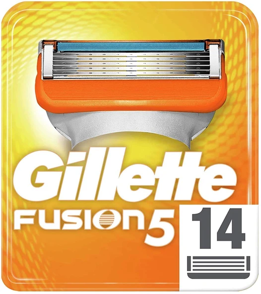 Hassas ve sürtünme önleyici kaplama için düzelticili Gillette Fusion 5 tıraş bıçağı, 14 yedek bıçak ürün görseli 1