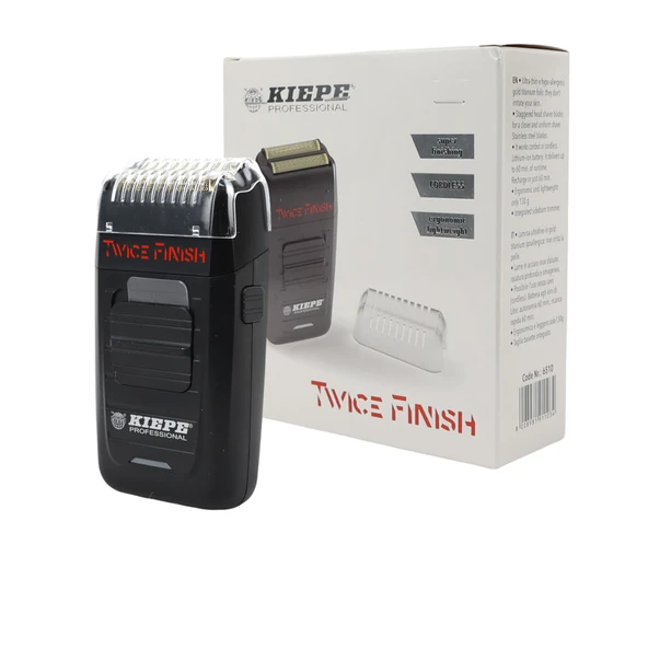 Kiepe Twice Finish folyolu tıraş makinesi model 6510, altın titanyum folyolar, lityum iyon pil, kompakt tasarım, ıslak ve kuru tıraşa uygun ürün görseli 1