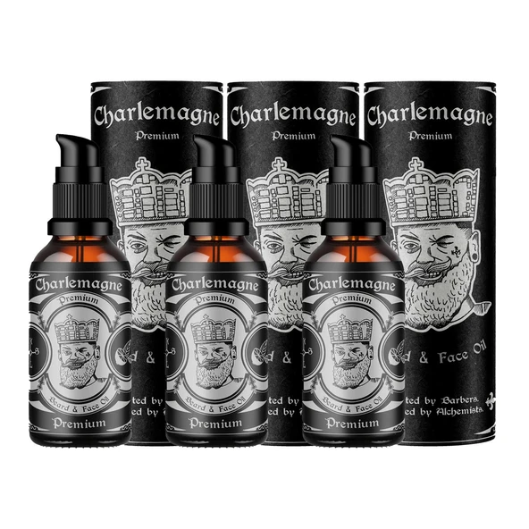 Charlemagne Sakal Yağı Seti 3 - 3 x 30ml, Vegan, Sakal Yağı Vanilya Tütün Kokusu - Erkekler için Doğal Sakal Bakım Seti - Sakal Seti - Sakal Yağı, Almanya'da Üretilmiştir ürün görseli 1
