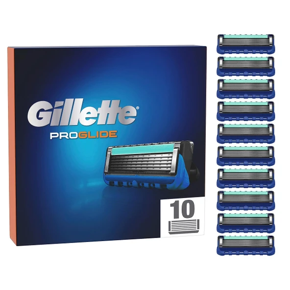 Gillette ProGlide tıraş bıçakları, erkek ıslak tıraş makineleri için 5 katlı bıçağa sahip 10 yedek bıçak ürün görseli 1