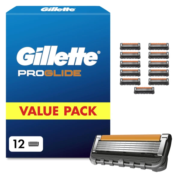 Tıraş makineleri için Gillette ProGlide tıraş bıçakları, erkek ıslak tıraş makineleri için 5 katlı bıçağa sahip 12 yedek bıçak ürün görseli 1