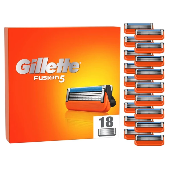 Gillette Fusion 5 tıraş bıçağı, erkek ıslak tıraş makineleri için 5 katlı bıçağa sahip 18 yedek bıçak ürün görseli 1