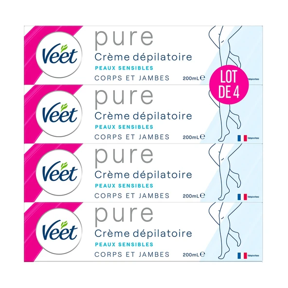 VEET Vücut ve bacaklar için saf tüy dökücü krem ​​- hassas cilt - amonyak kokusu yok - 4 x 200 ml ürün görseli 1