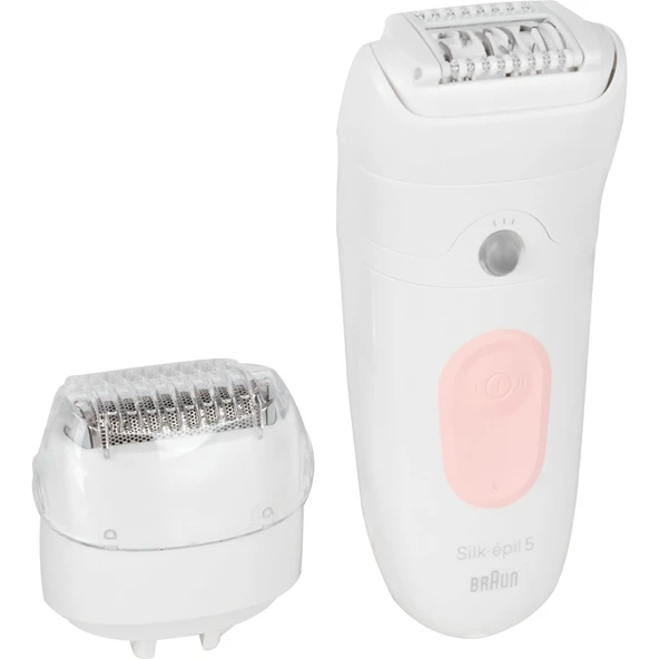 Braun Silk-épil 5, tüyleri kolay almak için epilatör, su geçirmez, yumuşak cilt, uzun ömürlü, kadınlar için tıraş başlığı ve düzelticiyle, 5-030, beyaz/pembe ürün görseli 1