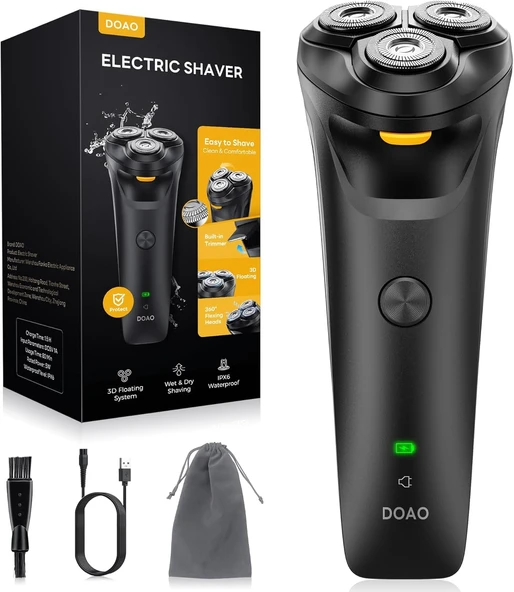 Erkek Kel Tıraş Makinesi, DOAO 2025 Geliştirilmiş Suya Dayanıklı 6D Esnek Kel Tıraş Makinesi, Manyetik Yüzer Başlık, Islak ve Kuru, Seyahat Temelleri, USB-C Bağlantı Noktası, Gümüş ürün görseli 1