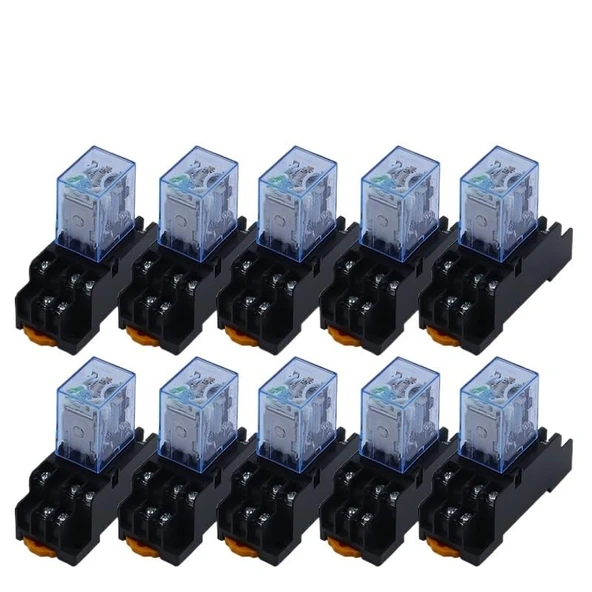 NURII 10Set MY3NJ HH53P, 3NO3NC Röle, Soket Tabanlı, Bobinli Genel DPDT Mikro Mini Elektromanyetik Röle Anahtarı, LED, AC110/220V DC6/24V(AC,380V) ürün görseli 1