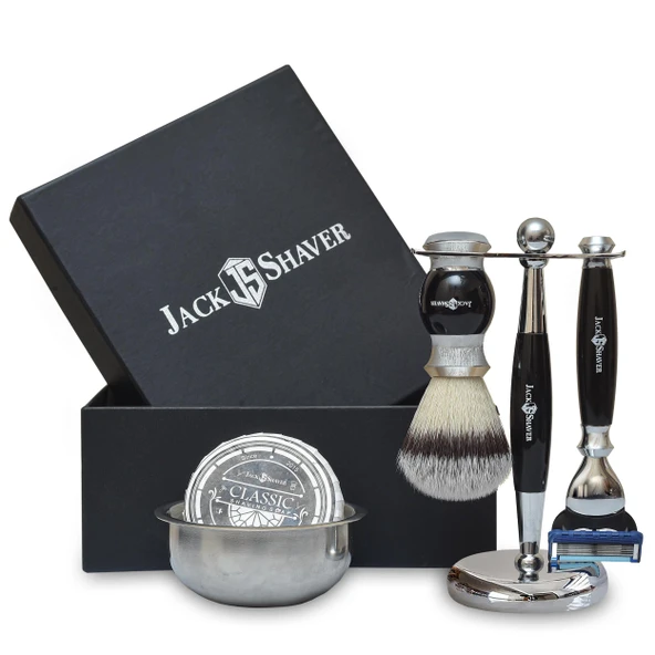 Jack Shaver Erkek Tıraş Seti, Erkeklere Özel 5 Parça Tıraş Seti, 5 Kenarlı Tıraş Makinesi, Sentetik Porsuk Saç Tıraş Fırçası, Tıraş Sabunu ve Kasesi, Tıraş Standı, Erkeklere En Güzel Hediye ürün görseli 1