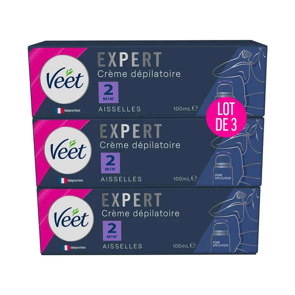 VEET Expert Kubbe Aplikatörlü Koltuk Altı Tüy Dökücü Krem, 2 Dakikada Çalışır, 3 x 100ml ürün görseli 1