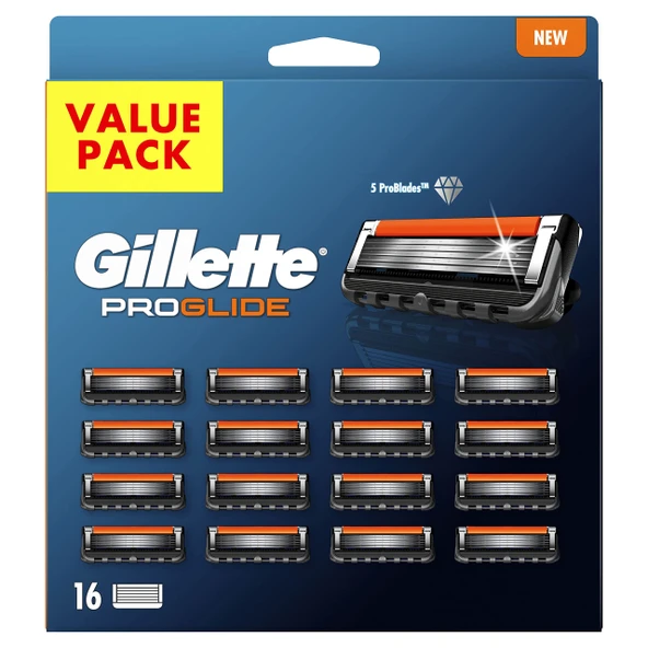 Gillette ProGlide tıraş bıçakları, erkek ıslak tıraş makineleri için 5 katlı bıçağa sahip 16 yedek bıçak ürün görseli 1
