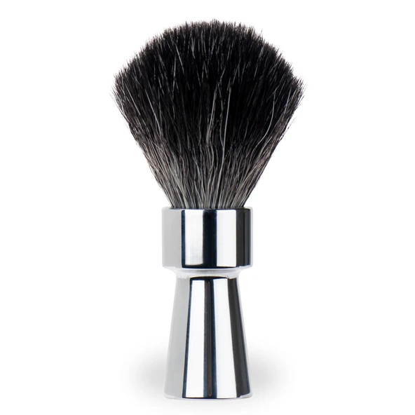 MERKUR tıraş fırçası 1100 | Siyah Fiber, sentetik saç | Parlak krom | Vegan | Alüminyum sap | Almanya'da yapıldı ürün görseli 1