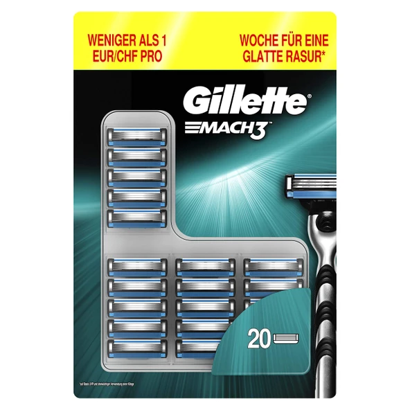 Gillette Mach3 Erkek Tıraş Bıçağı, 20'li Paket ürün görseli 1