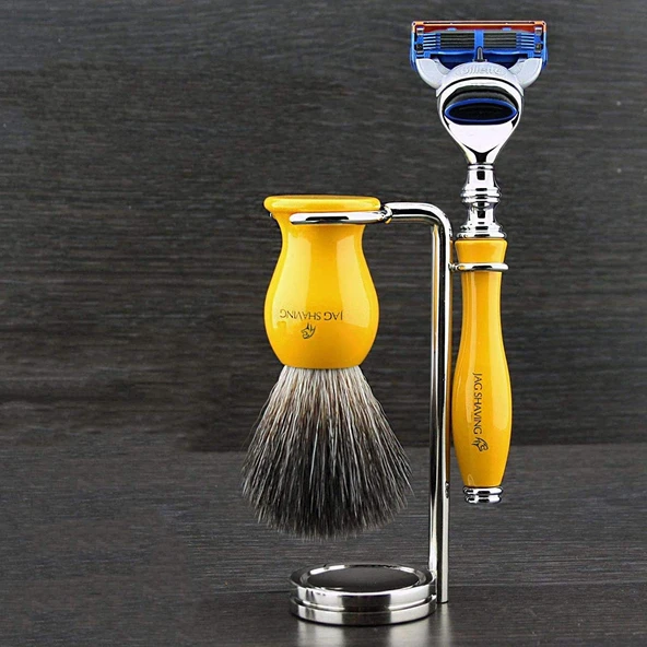 Gentleman Premium Tıraş Seti - Siyah Sentetik Porsuk ve 5 Kenar Kartuşlu Tıraş Makinesi - 1 Değiştirilebilir Kartuş Dahil - Lüks Kırılmaz Reçine Saplar Mükemmel Hediye Seti ürün görseli 1