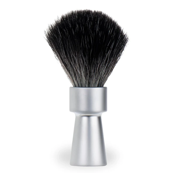 MERKUR tıraş fırçası 1100 | Siyah Fiber, sentetik saç | Mat krom | Vegan | Alüminyum sap | Almanya'da yapıldı ürün görseli 1