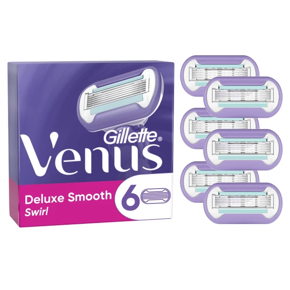 Gillette Venus Extra Smooth Swirl kadınlar için tıraş bıçakları, cilt koruması için nemlendirici şeritler, 6 yedek bıçak ürün görseli 1