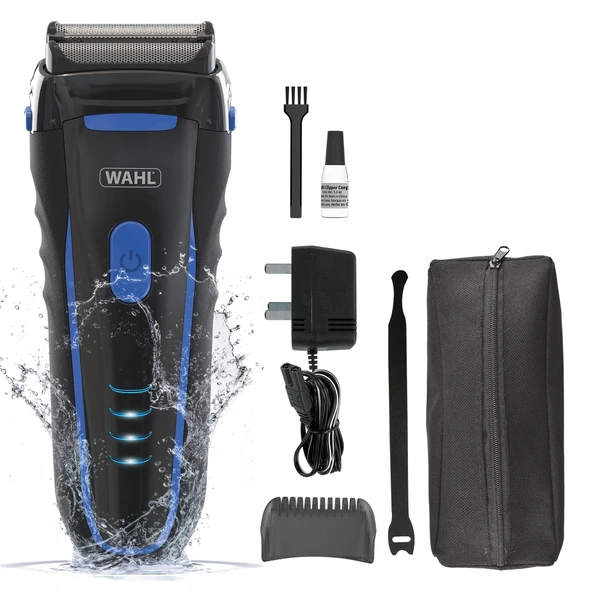 Wahl Clean and Close Erkek Tıraş Makinesi Erkekler için Elektrikli Tıraş Makinesi Sakal Tıraş Yüz Tıraş Makinesi Esnek Folyo Su Geçirmez Kolay Temizlenebilir Kauçuk Sap LED Güç Ekranı Siyah ve Mavi ürün görseli 1