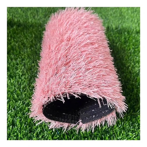 pujindu Suni Çim Halı, Gerçekçi Sahte Çim Mat, Veranda Bahçe Çiminde Düğün için Drenaj Delikli Kaymaz Çim Mat (Renk: Pembe, Boyut: 20x59IN) ürün görseli 1