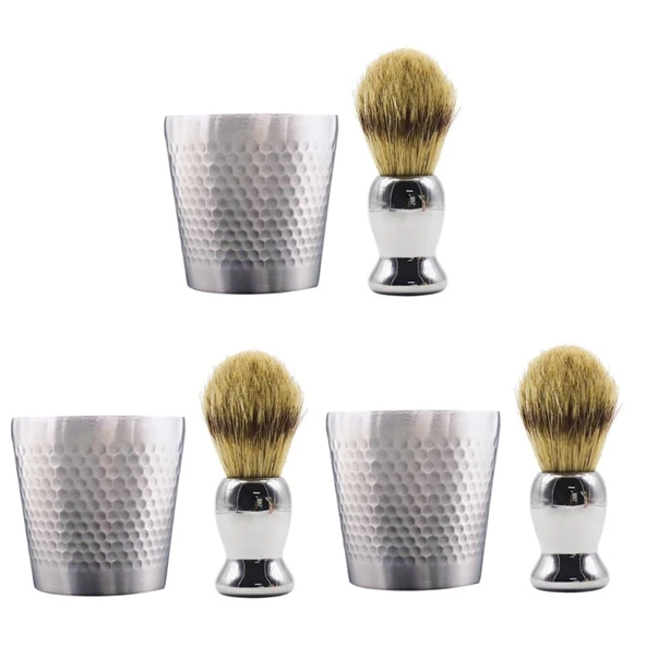 FRCOLOR 3 set tıraş fırçası tutucusu ve sabunluklu erkekler için tıraş fırçası seti, evde sakal bakımı için dayanıklı ve rahat, berber dükkanı ürün görseli 1