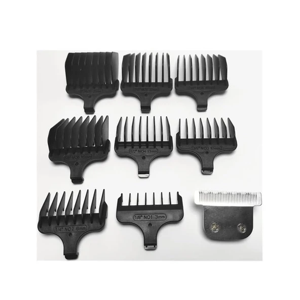 [Tıraş Başlıkları] 1 x Tıraş Makinesi T-Bıçak + 8 x Saç Kesme Makinesi için Kılavuz Tarak No. 1-8 1/8"-1" 3-25mm Yedek WAHL 9937 9984 9898L 9994 SSL2 9686 9885 ile uyumlu [Değiştirilmesi Kolay] ürün görseli 1