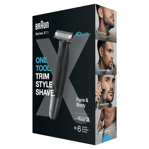 Braun Series X, Hibrit Elektrikli Erkek Sakal ve Vücut Tıraş Makinesi 4D Bıçak, SkinShield Su Geçirmez, Kablosuz XT5200 ürün görseli 1
