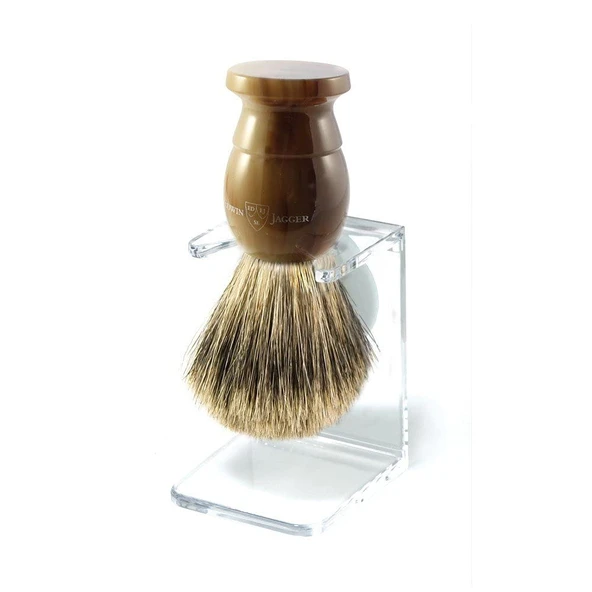Edwin Jagger 1EJ872SDS Medium Best Porsuk Tıraş Fırçası ve Standı, Erkek Tıraş Kremi veya Sabunuyla Kullanım için İmitasyon Açık Boynuz ürün görseli 1