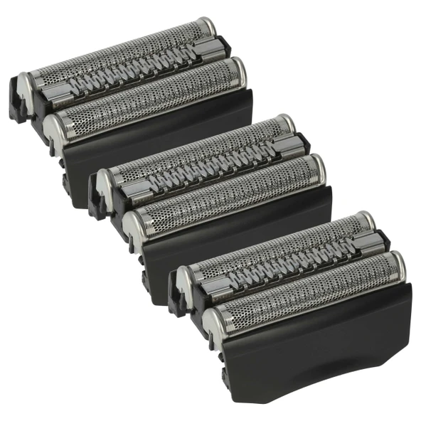 vhbw Braun Pulsonic 9595, 9585, 9565 elektrikli tıraş makineleriyle uyumlu 3x yedek tıraş başlıkları, siyah ürün görseli 1