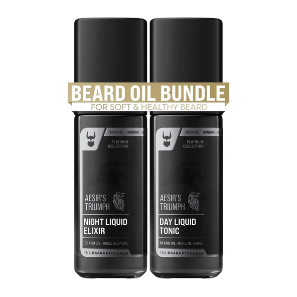 The Beard Struggle Sakal Yağı Seti Gündüz & Gece – Erkekler için Sakal Bakımı & Sakal Uzatma Yağı Paketi – Nem, Bakım ve Güçlü Sakal 2×30 ml ürün görseli 1