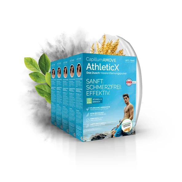 Capillum AMOVE AthleticX Premium Depilasyon Kremi Mahrem Bölge 5x300g - Nazik Depilasyon Tozu Erkekler Nötr kokulu, katkı maddesi içermeyen, ağrısız duş tüy dökücü krem ürün görseli 1