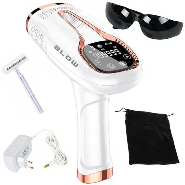 BLOW Ice Cool IPL epilatör Darbeli ışıklı 9 seviyeli cihaz Kalıcı epilasyon 1.000.000 yanıp sönme Soğutma -6 °C UV filtresi Yeniden büyümeye karşı otomatik mod Bacaklar Kollar Yüz ürün görseli 1