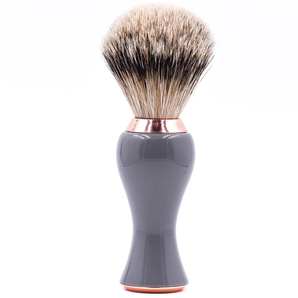 Parker Jiletli Tıraş Makinesi Gümüş Uçlu Porsuk Tıraş Fırçası - Ekstra Yoğun ve Ekstra Yumuşak Kıllar - Deluxe Gri ve Pembe Altın Sap - Erkekler ve Kadınlar için Tıraş Fırçası ürün görseli 1