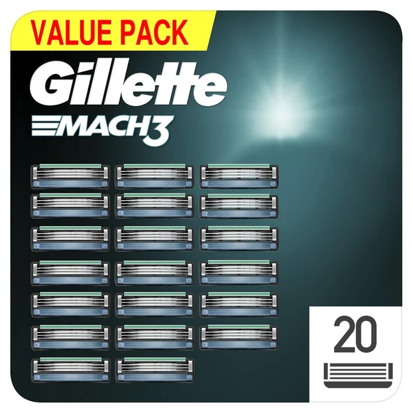 Gillette Mach3 Erkek Tıraş Bıçağı, 20'li Yedek Tıraş Bıçağı Paketi, Çelik Bıçaklardan Daha Güçlü (Ambalaj Farklılık Gösterebilir) ürün görseli 1