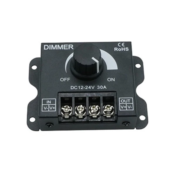 TADZKKIWM LED Dimmer DC 12V 24V 30A 360W Ayarlanabilir Parlaklık ışık şeridi Sürücü Tek Renkli Işık Güç Kontrol Cihazı 5050 3528(B Serisi Siyah) ürün görseli 1