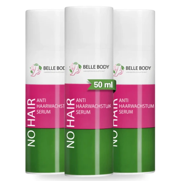 Belle Body Saç Büyüme Karşıtı Serum 3x50ml - CapiSlow™ ve B3 Vitamini ile tüy büyümesini etkili bir şekilde azaltır, cildi besler ve rahatlatır, epilasyon sonrası idealdir - Yüz ve vücut için ürün görseli 1