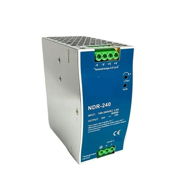 UOUOBEAR NDR-240-24 Endüstriyel Kontrol Sürücüleri, Kontrol Kabinleri, Anahtarlama Güç Kaynakları için Ultra İnce DIN Ray 24V 10A ürün görseli 1
