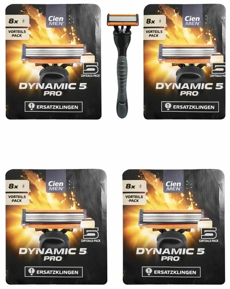 Cien Razor Erkek Lidl Dynamic 5 Set - 1 adet 2 yedek bıçaklı tıraş makinesi + 4x 8 yedek bıçak (32 parça) MegaSet ürün görseli 1