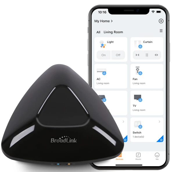 Broadlink RM MAX Akıllı Ev Hub - TV, klima ve panjur için 2,4 GHz Wi-Fi ve BLE, IR/RF 433 MHz hub'lı evrensel uzaktan kumanda, Alexa ve Google Home ile uyumlu ürün görseli 1