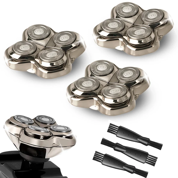 Pitbulls Gold Pro, Silver Pro, Platinum Pro, Butterfly Kiss PRO Kafa Tıraş Makinesi için OXSITO 3 Pack Pro 4 Tıraş Makinesi Yedek Başlıkları, Hızlı, Yakın ve Pürüzsüz Bir Tıraş için Yüzen 4 Başlık. ürün görseli 1