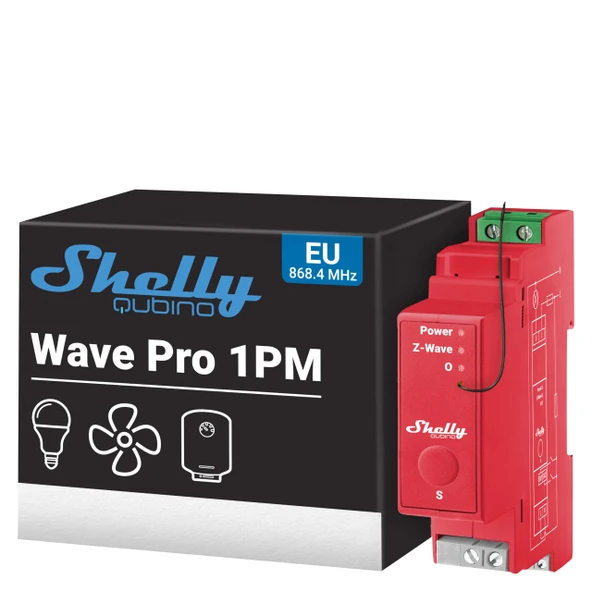 Shelly Wave Pro 13:00 | Güç ölçümlü profesyonel 1 kanallı DIN rayı Z-Wave akıllı anahtar | Ev otomasyonu | Z-Wave ağ geçidi gerekli | Genişletilmiş kablosuz menzil ürün görseli 1
