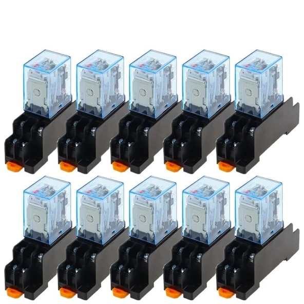 NURII 10 adet MY2P HH52P MY2NJ, bobin genel amaçlı DPDT mikro mini röle, soket tabanlı, DC 12V 24V 36V 48V 110V 220V, (AC, 380V) ürün görseli 1