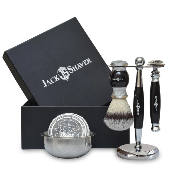 Jack Shaver Erkek Tıraş Seti, Erkek Kişiye Özel 5 Parça Tıraş Seti, Sentetik Porsuk Saç Tıraş Fırçası, Çift Taraflı Jilet, Tıraş Sabunu ve Kasesi, Tıraş Standı, En İyi Hediye ürün görseli 1