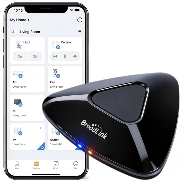 Broadlink RM MAX Akıllı Ev Hub, Madde Uyumlu, IR ve RF Cihazları için WiFi ve BLE aracılığıyla Kod Öğrenme İşlevine sahip Evrensel Uzaktan Kumanda, Alexa ve Google Home ile uyumlu ürün görseli 1