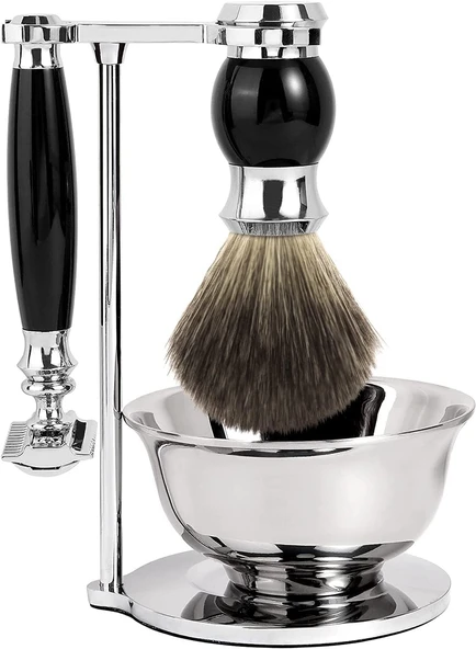 GRUTTI erkekler için tıraş seti, erkekler için 4'ü 1 arada tıraş seti, tıraş makinesi standı, tıraş fırçası, tıraş kasesi, tıraş bıçağı sapı, erkekler için ıslak tıraş seti dahil ürün görseli 1