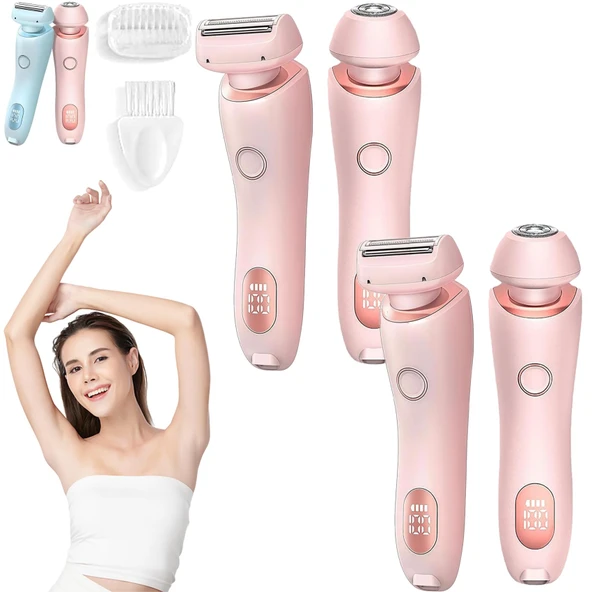 Boulina Kadın Tıraş Makinesi, 2'si 1 Arada Glisse Pro Tıraş Makinesi, Kolay Temizlenebilir, Hem Islak hem Kuru Kullanıma Uygun, Bacaklar, Koltuk Altı ve Bikini Bölgesine Uygun (Pembe*2) ürün görseli 1