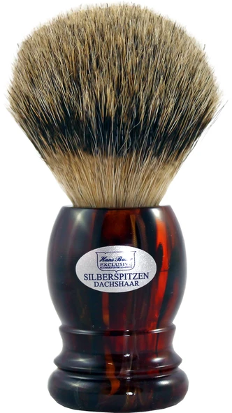 Hans Baier Exclusive Tıraş Fırçası Silvertip Porsuk Kılı - Plastik Saplı, Havana ürün görseli 1