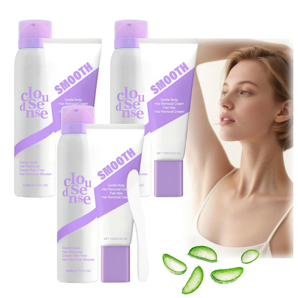 Nazik Tüy Dökücü Sprey, Vücut Tüy Dökücü Krem, Aloe Vera ile Hassas Ciltler için Hızlı Etkili Epilasyon, Kadınlar ve Erkekler için, Nazik ve Yatıştırıcı, Vücut ve Bacaklar için (3 ADET) ürün görseli 1