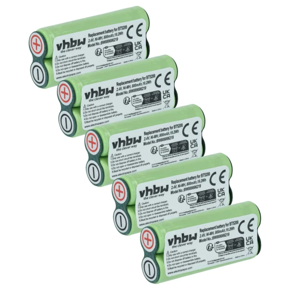 vhbw 5x pil, Philips Norelco HS345, HS360, HS375, HS825, HS905, HS875, HS885 tıraş makinesiyle uyumludur (800 mAh, 2,4 V, NiMH) ürün görseli 1