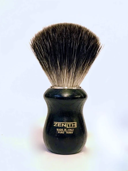 %100 gerçek porsuk kıllarına sahip Zenith Barber tıraş fırçası - Dark Badger - Wenge ahşap saplı - Made in Italy ürün görseli 1